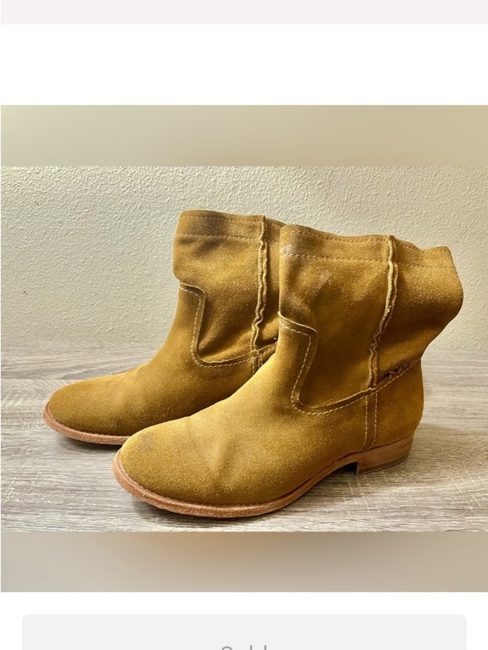 Frye Women's Suede Ankle Boots in Mustard Brown
